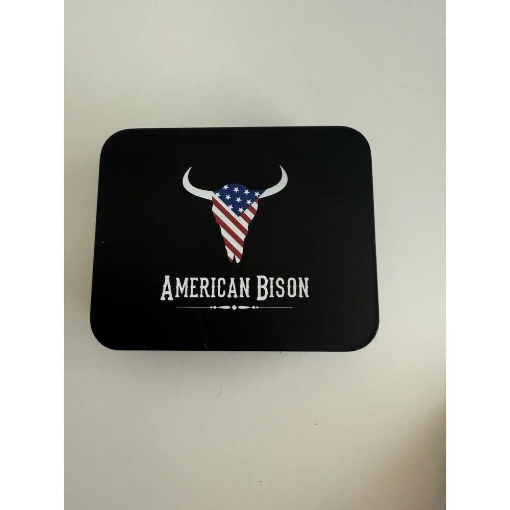 American Bison Men’s Brown Logo Genuine Leather Wallet Two Tone Materials